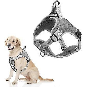 Breathable Adjustable Padded Anti-pull Reflective Dog Harness For Medium/small Dogs (xl, Grey)