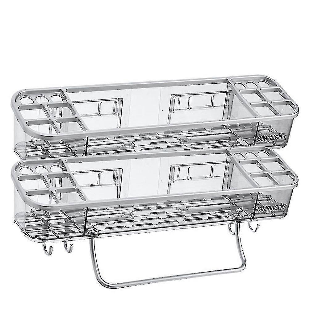 Shower Caddy Shelf With Dividers, Wall Mounted Storage Rack 2 Pack