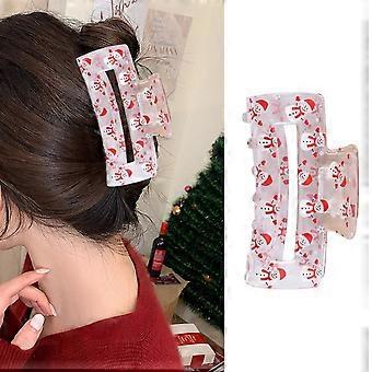 Quadratische rote Hut Schneemann Weihnachten Haarspangen für Frauen und Mädchen Kralle Clips für dickes Haar Design Kralle Clip für dicke 1 Stück