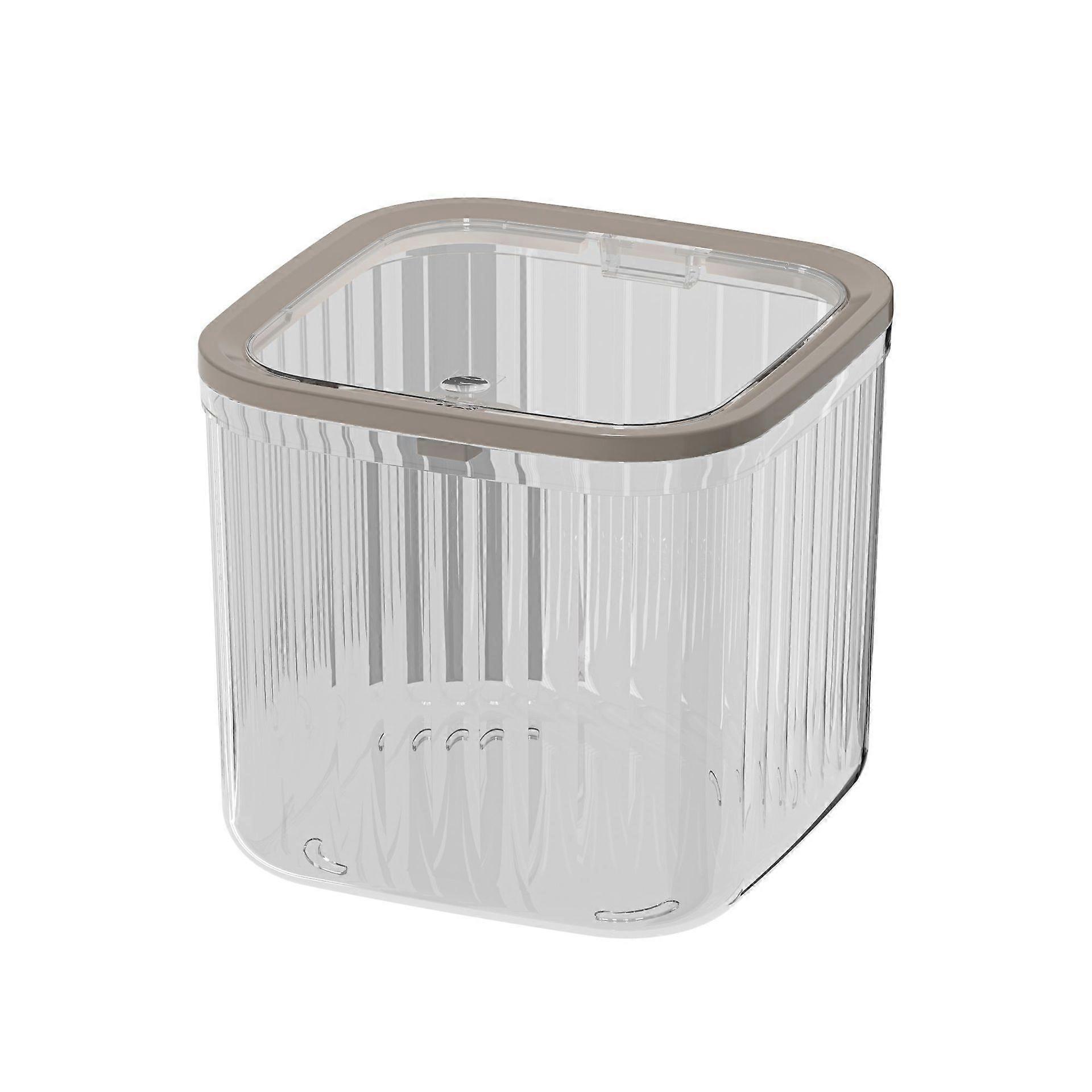 Mini Desktop Bin with Press Lid, Transparent Grey Trash Can