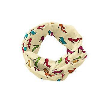 Fascia per capelli alla moda per donna, illustrazione di tacchi alti colorati, silhouette di calzature da donna colorate, accessorio per capelli elastico e comodo, fascia per capelli annodata.
