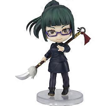 Anime-Chibi-Figur Maki Zen'in, 6,35 cm große Mini-Sammelfigur, grüner Pferdeschwanz, lila Brille und Stabwaffe
