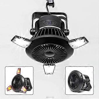 Solar Camping Fan with LED Lantern, Portable Tent fan with Hanging Hook