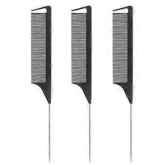 3pcs Rat Tail Comb Steel Pin Rat Tail Comb, Professional Rat Tail Comb For Women Girls, Barber Comb Styling Comb For Curly Braiding Styling Hair