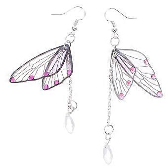 1 paar oorbellen met vlindervleugels en strass steentjes voor dames - feestaccessoires voor cosplay en feestelijke aankleding
