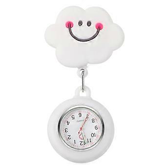 White Nurse Watch Silicone Retractable Pocket Watch 1Pcs for Nursing Professionals