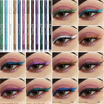 12Pcs Multi Shade Metallic Eye Makeup Pencils, Smooth Long Lasting Waterproof Cream Texture Glitter Liner Stick, Gentle Cosmetic Pen For Eye Decoratio