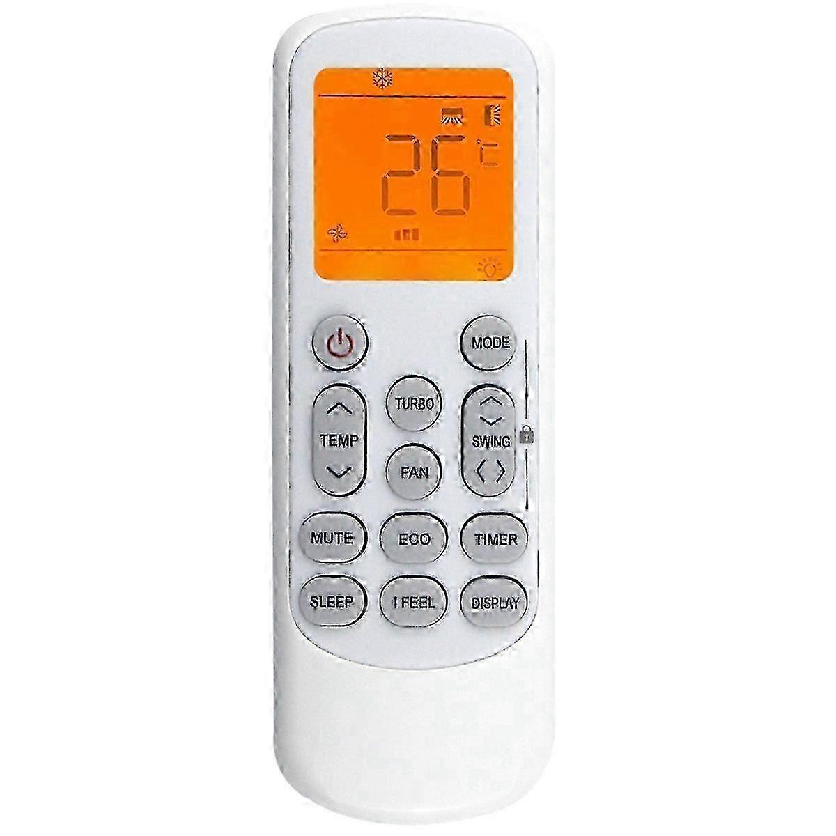 Replace A/C Remote Control, White ABS Air Conditioner Remote Control with Backlight, Battery Powered