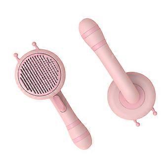 Katzenpflegebürste Selbstreinigende Edelstahlnadel Abgerundete Spitze Ergonomischer Griff Bequemniedliche Bienenform Katzenschuppenbürste Rosa