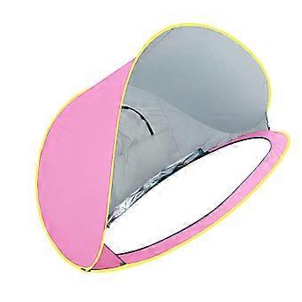Beach Tent Cover Set for Camping and Shore Rest, Outdoor Beach Shelter with Carry Bag with Aluminum Film Ground Sheet, Carry Bag and Stakes  Pink