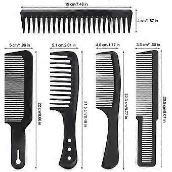 5 pcs pentes de cabelo de dente largo - pentes de fibra de carbono pente desembaraçando pente pente de pá para homens mulheres molhado cabelo encaracolado / grosso