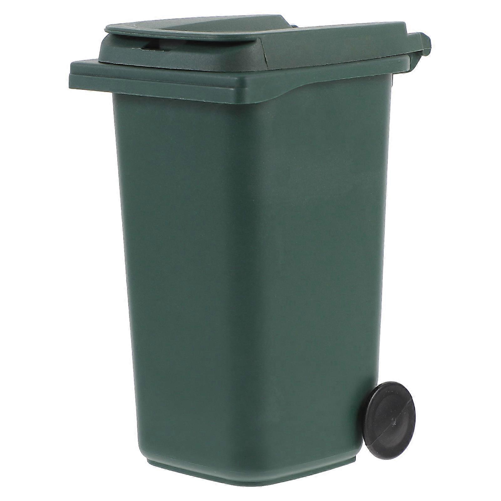 Portable Trash Can Multi Function Mini Desktop Trash Can Rectangular Dark Green 1Pack