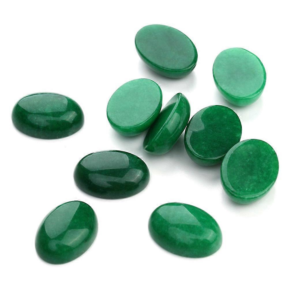 Cabochons ovales en pierre pour la création de bijoux, 10 pièces, pierres précieuses vertes, patchs en verre