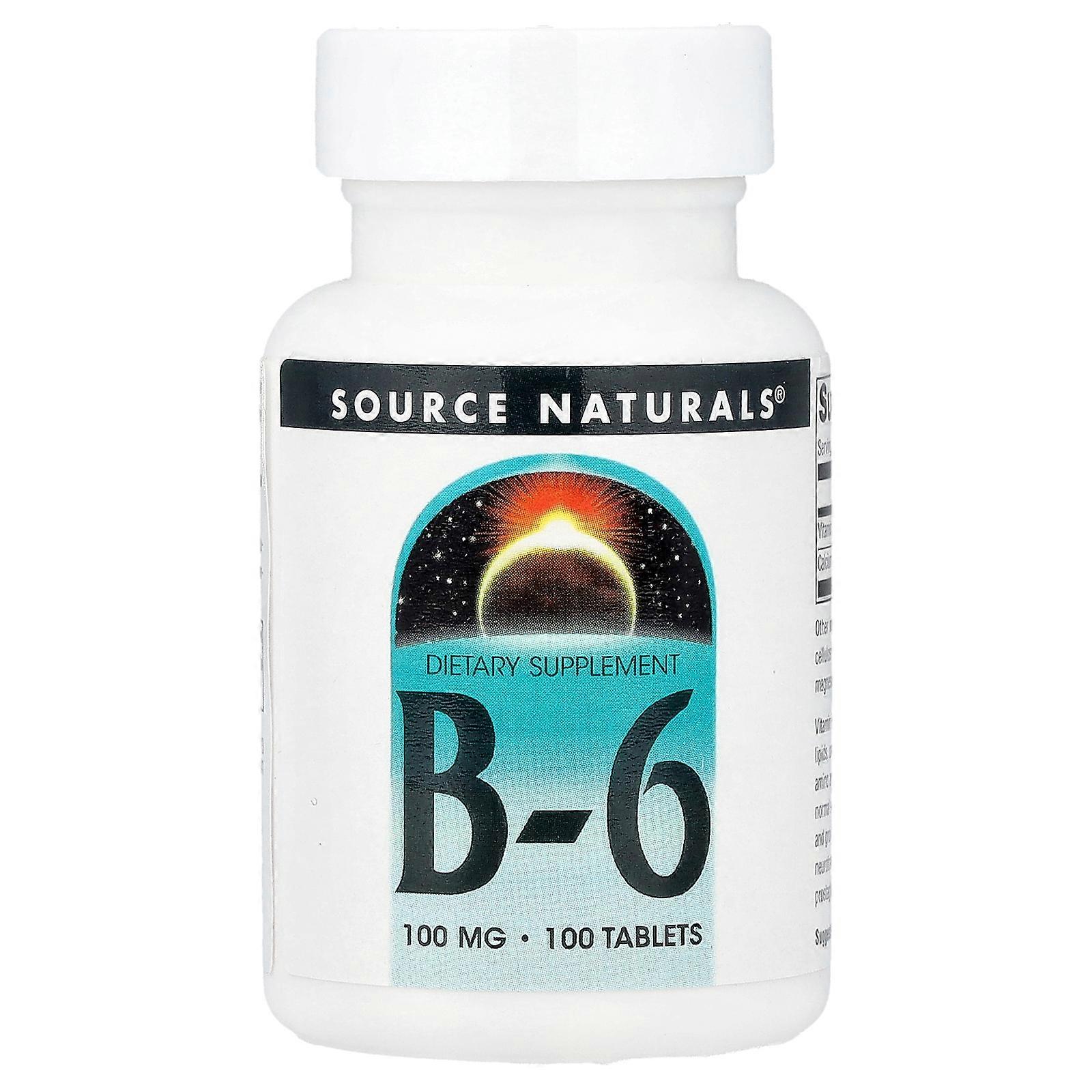 4 x Source Naturals, B-6, 100 Tablets