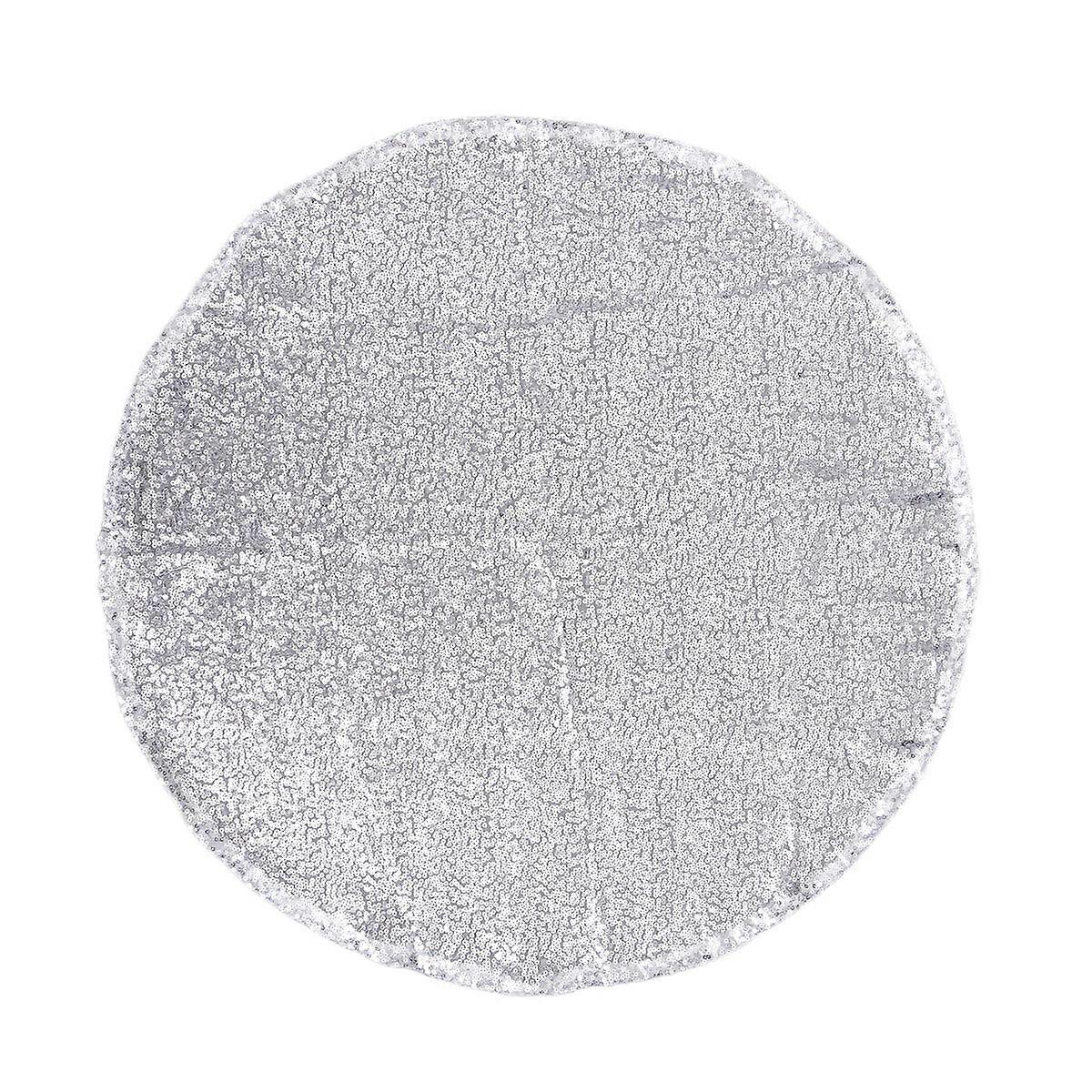 Sequin Table Cover Tablecloth for Wedding 1 Piece Silver Round Table Runner