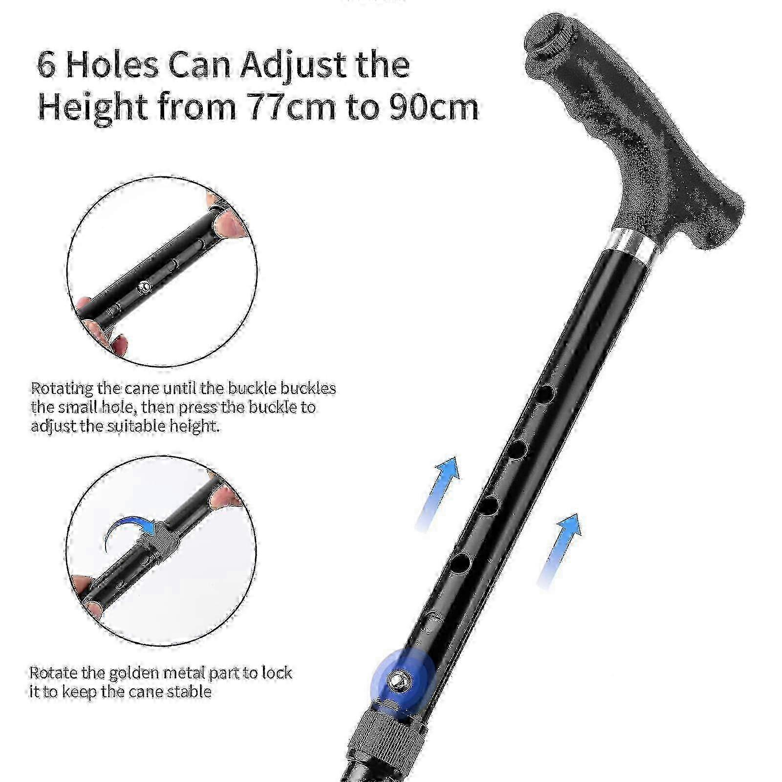 Foldable Walking Stick with Light for Seniors, Collapsible Design