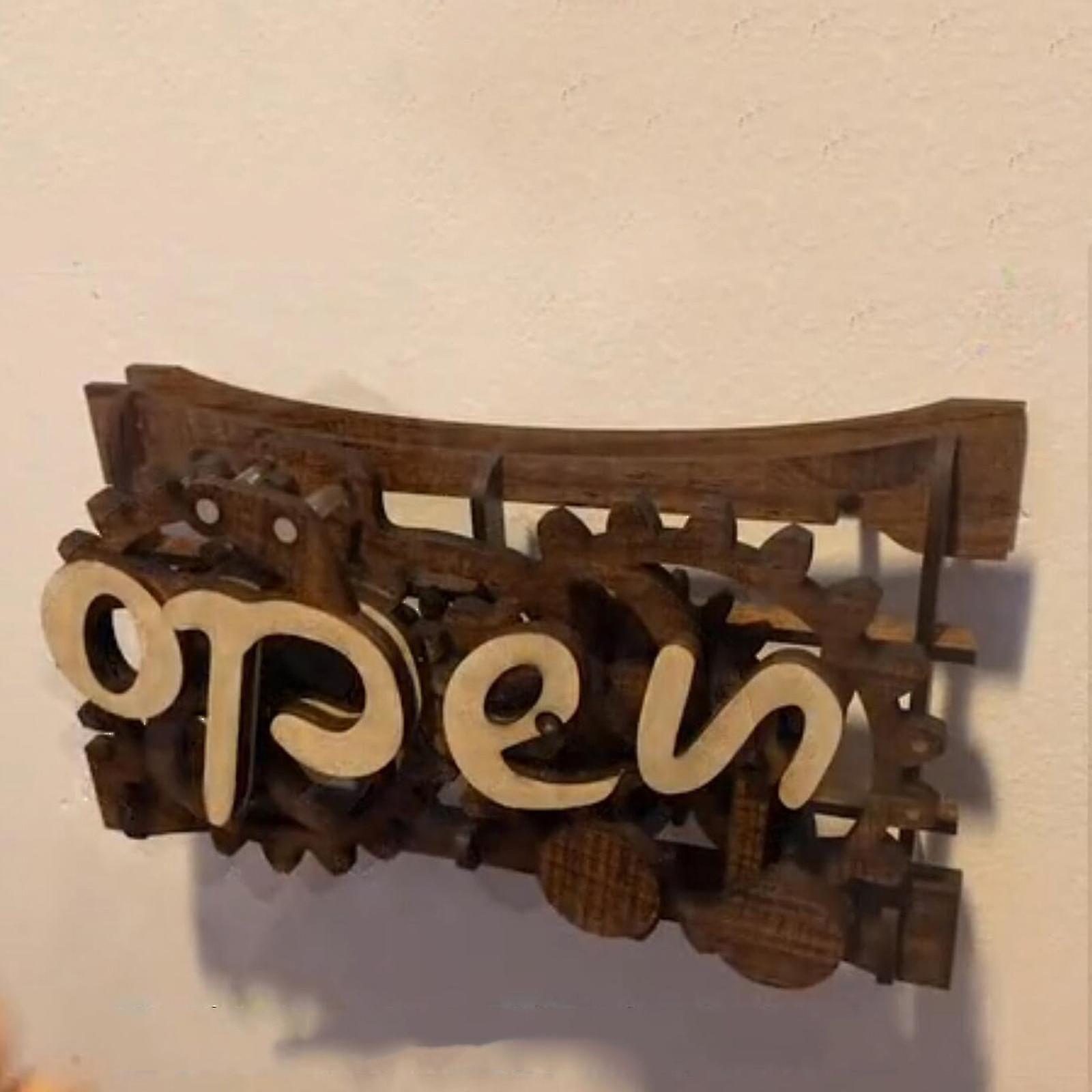 Revolutionary Open-closed Sign Board, Wooden Gear Mechanism Convertible ...