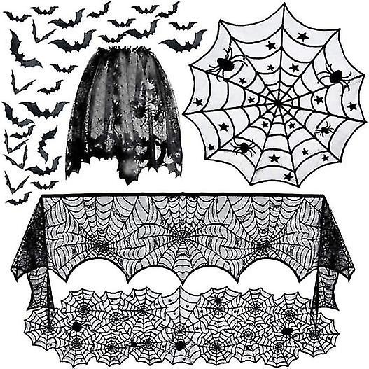Decorations Tablecloth Set Round Spiderweb Lace Table Cover