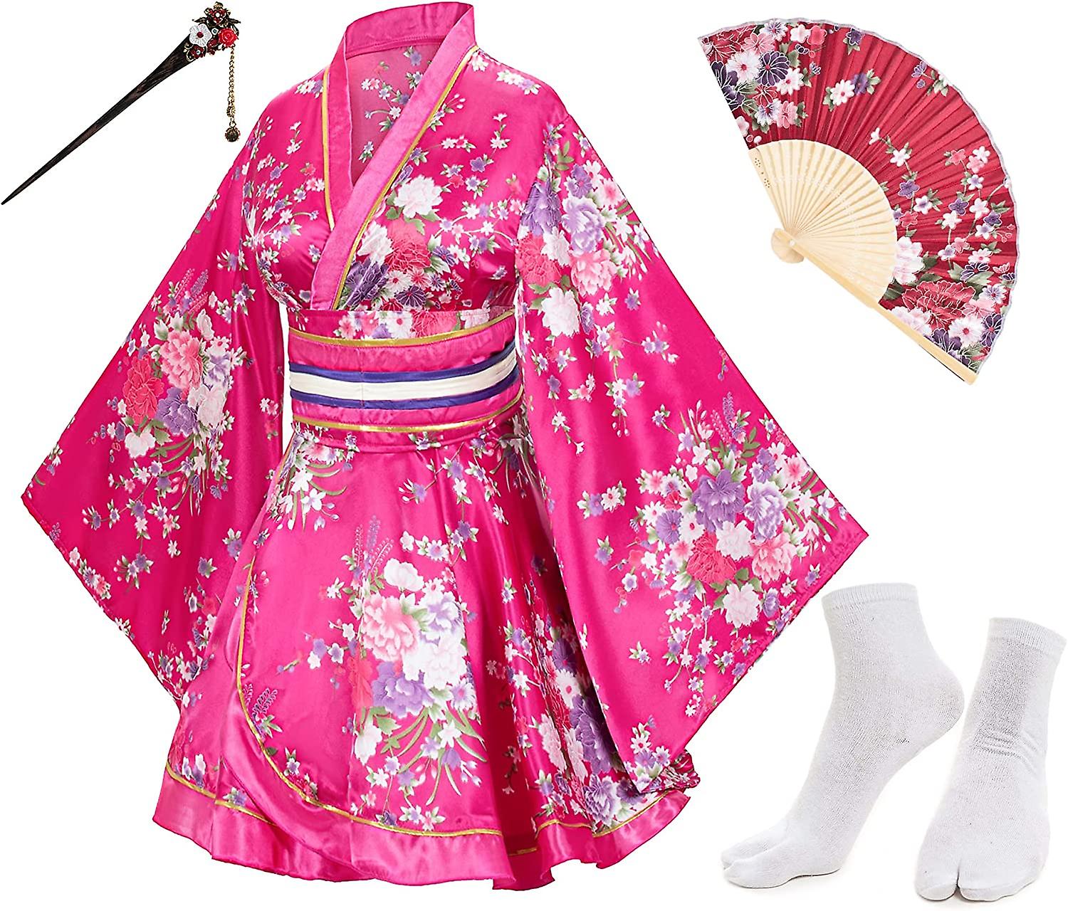 Japanese Anime Women's Dance Kimono Robe Fancy