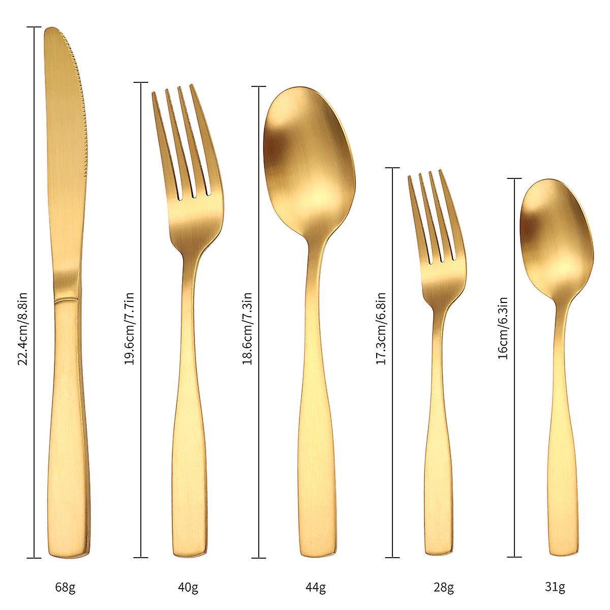 أدوات المائدة الفولاذ المقاوم للصدأ غير لامع أدوات المائدة مربع مقبض سكين ، شوكة وملعقة بدلة طعام غربية سوداء مجموعة من 5 قطع