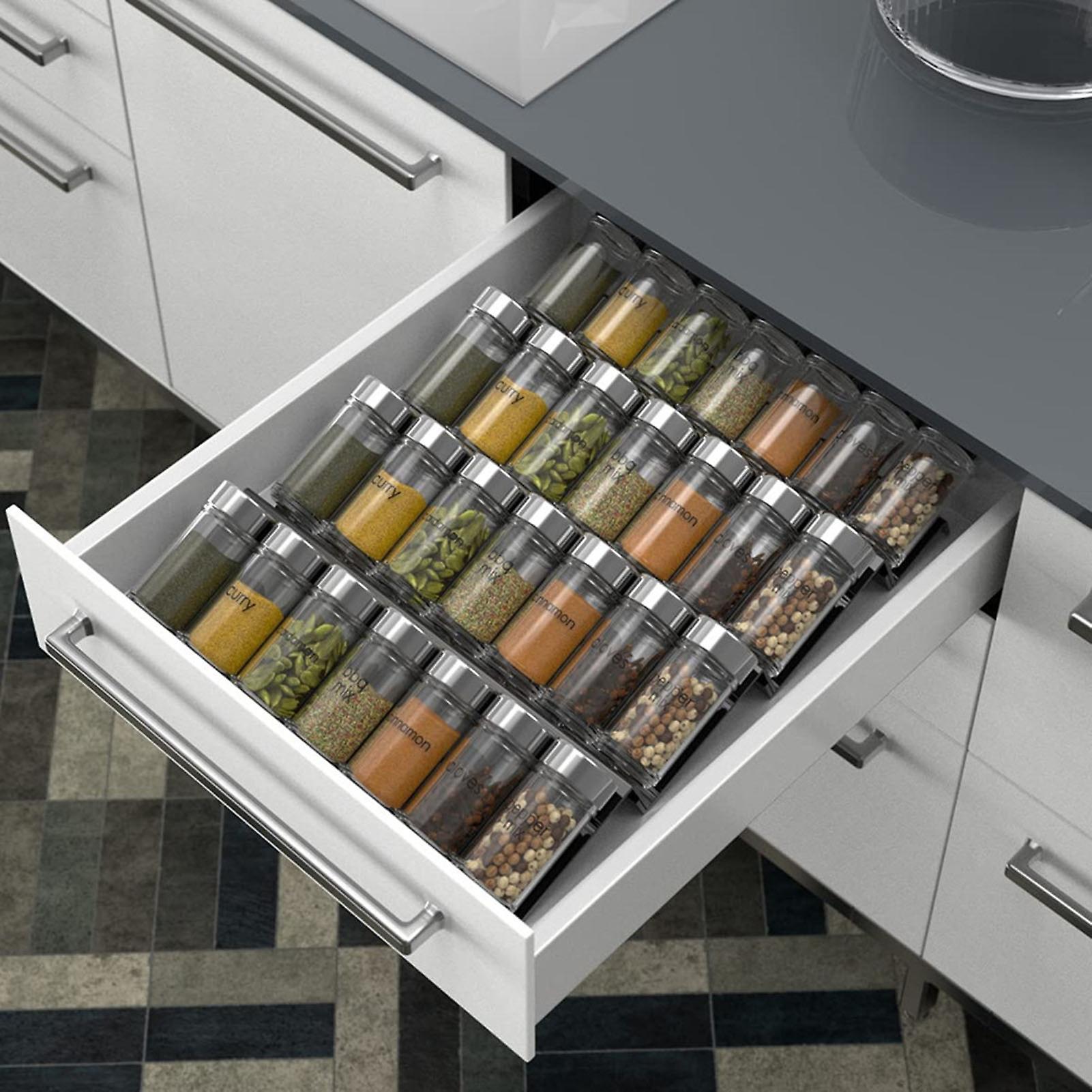 Cabinet Extendable Spice Rack Multipurpose Kitchen Seasoning Drawer Organizer