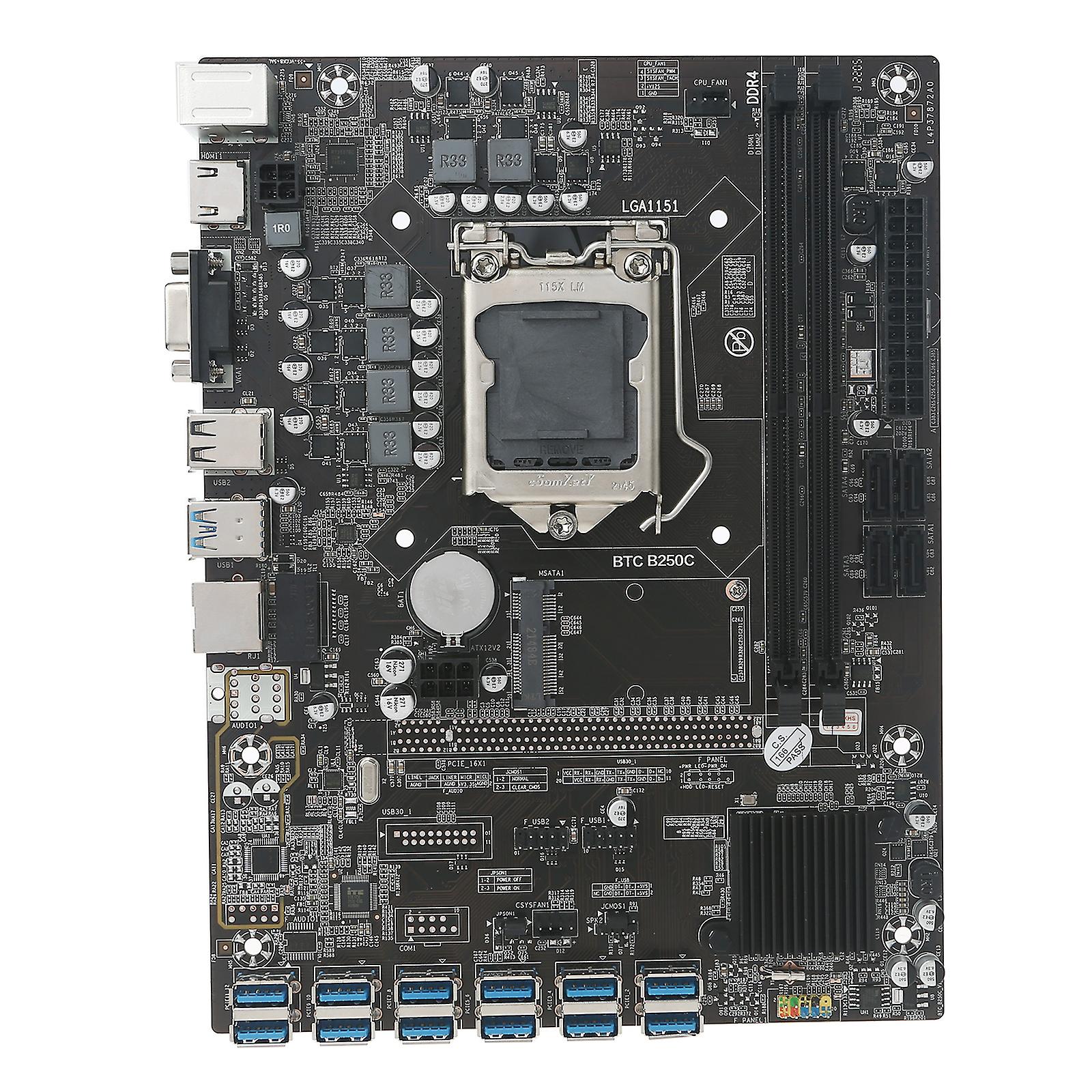 Madencilik B250C BTC CPU Anakart PCI-E X1 Yuvaları CPU LGA 1151 için DDR4 Bellek