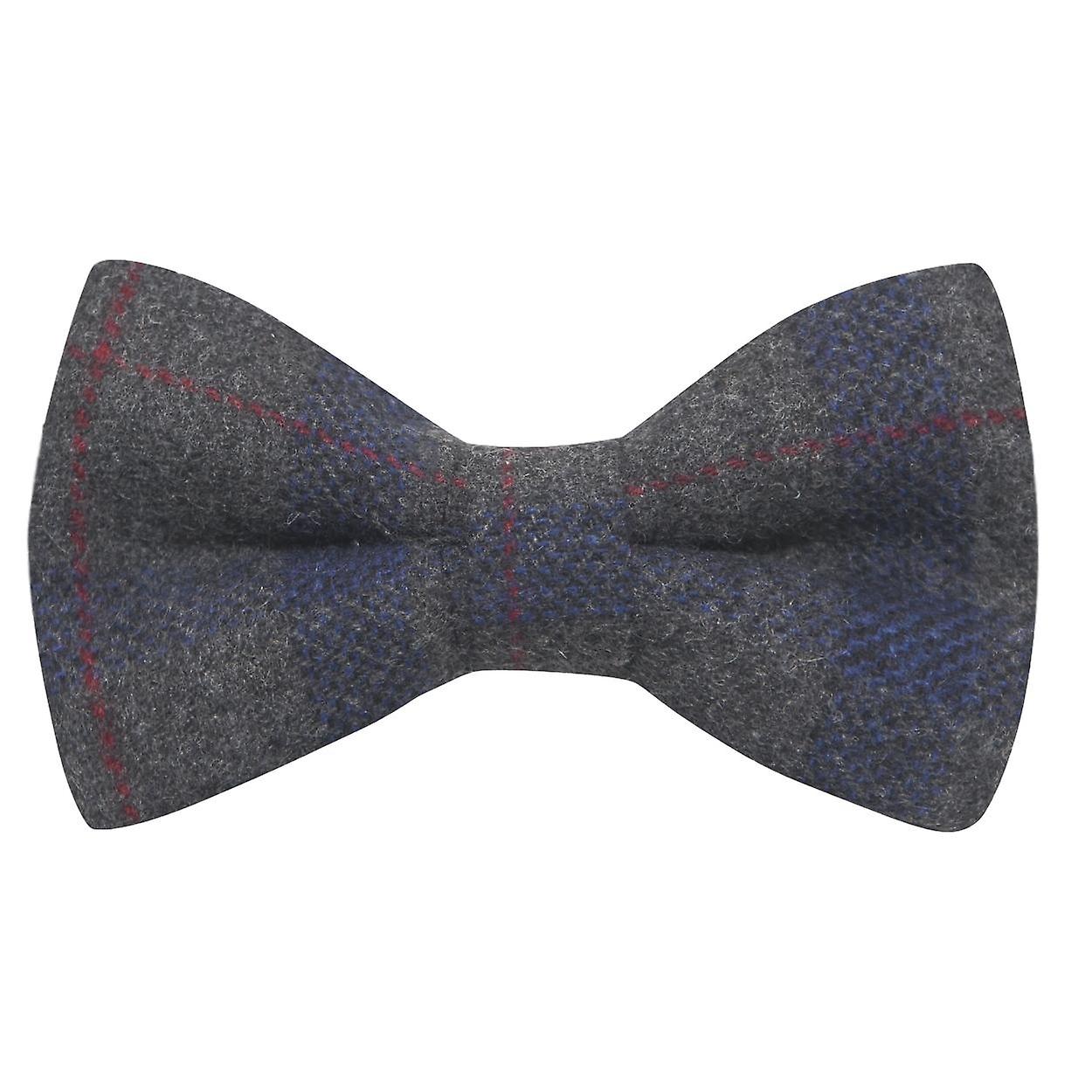 Grey & Blue Check Bow Tie