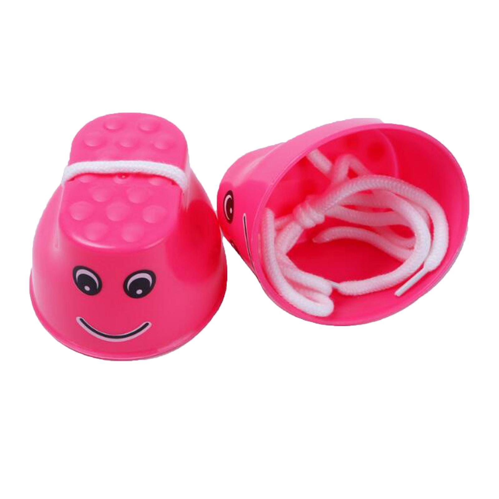 1 Paar Hüpfstelzen Outdoor Sensorisches Spielzeug mit Seil für Kindergartenkinder Rosa