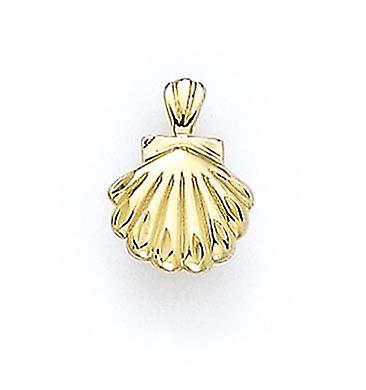 14k Yellow Gold Polished Scallop Shell Pendant Necklace-Pendant for Women - .8 Grams