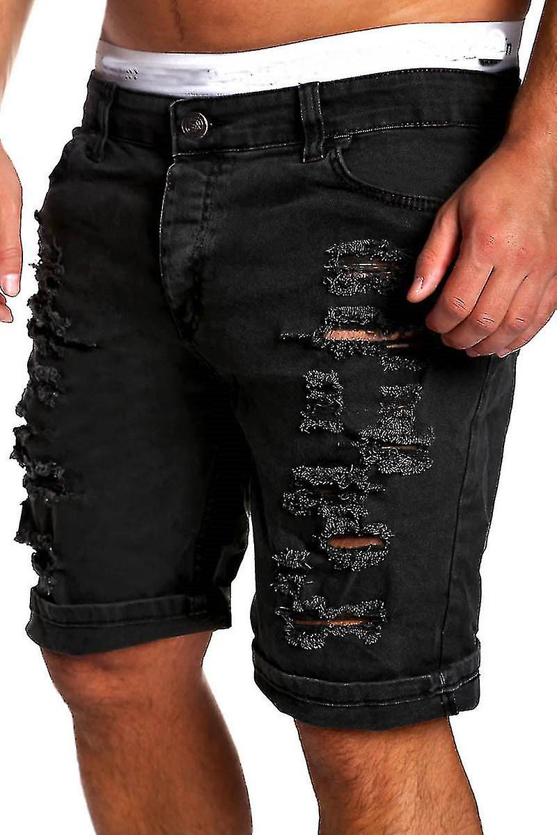 Erkek Denim Chino Moda Şort Yıkanmış Denim Erkek Sıska Pist Kısa Erkek Kot Şort Homme Yok Yırtık Kot Artı Boyut