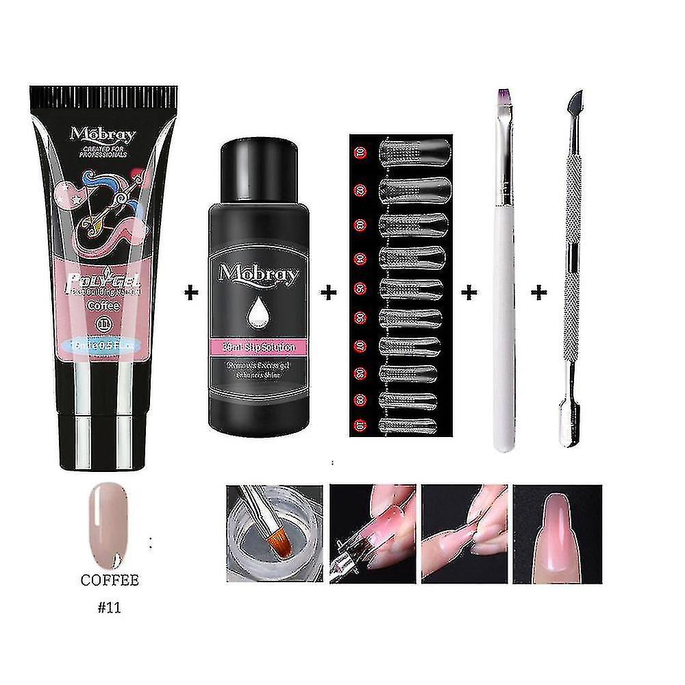 Extension Gel Set mit Nial Tips Dual Form, Qiuck Dry Builder für Maniküre Finger Extend Brush