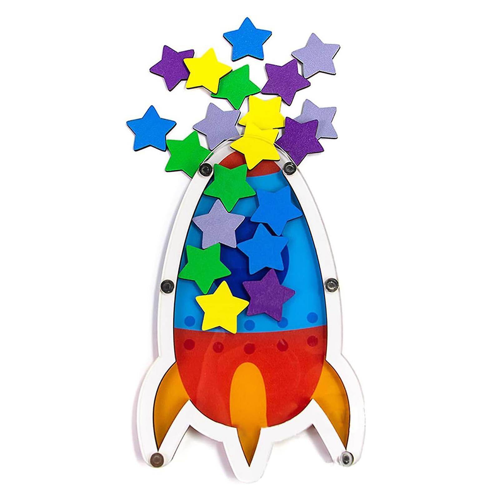 Rocket-Shape Reward Jars Multi Colors Stars Reward Bottle for School