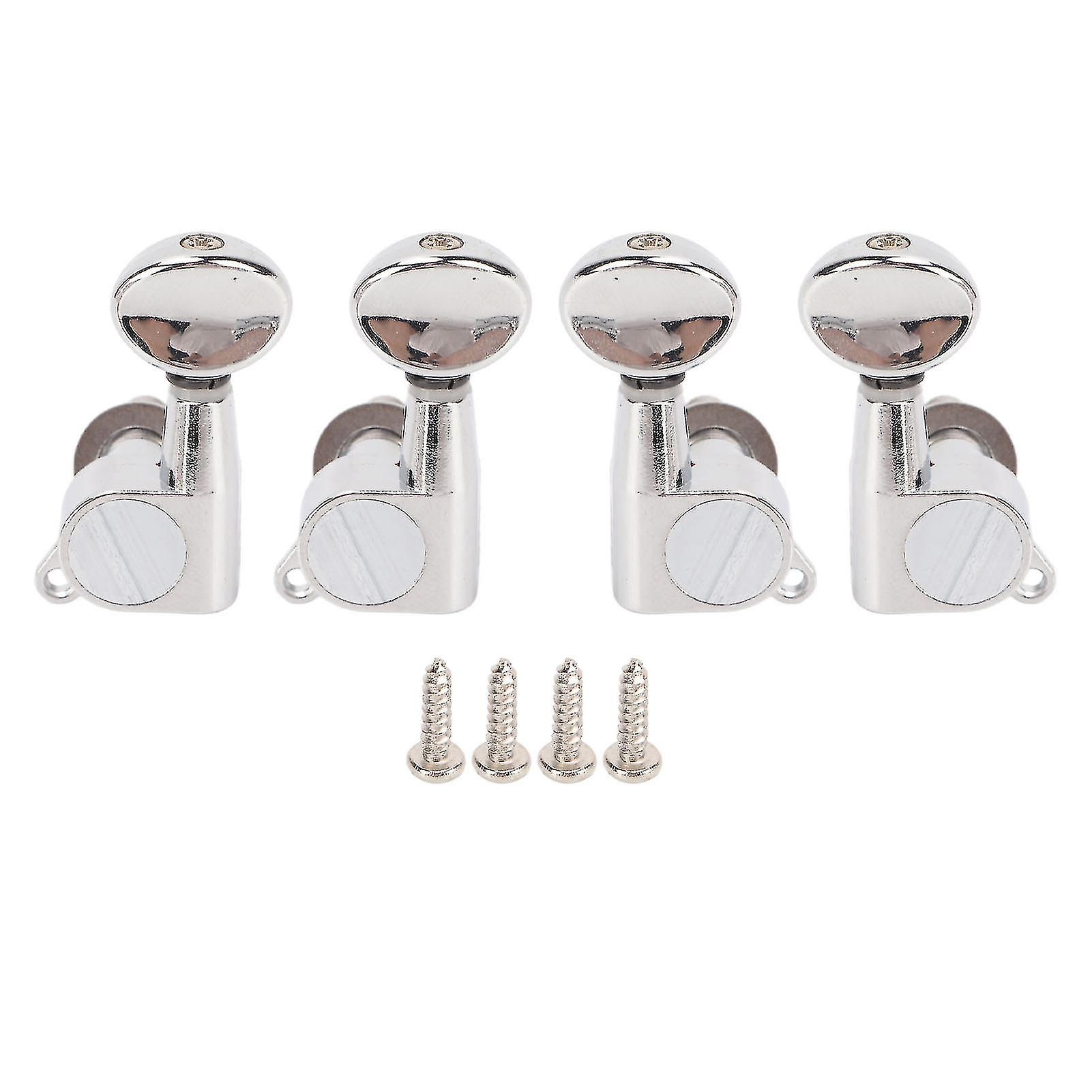 4 Pcs 2L2R Ukulele Tuner Fully Enclosed Small 4 String Ukulele Tuning Machine Head with Oval Handle for Replacement