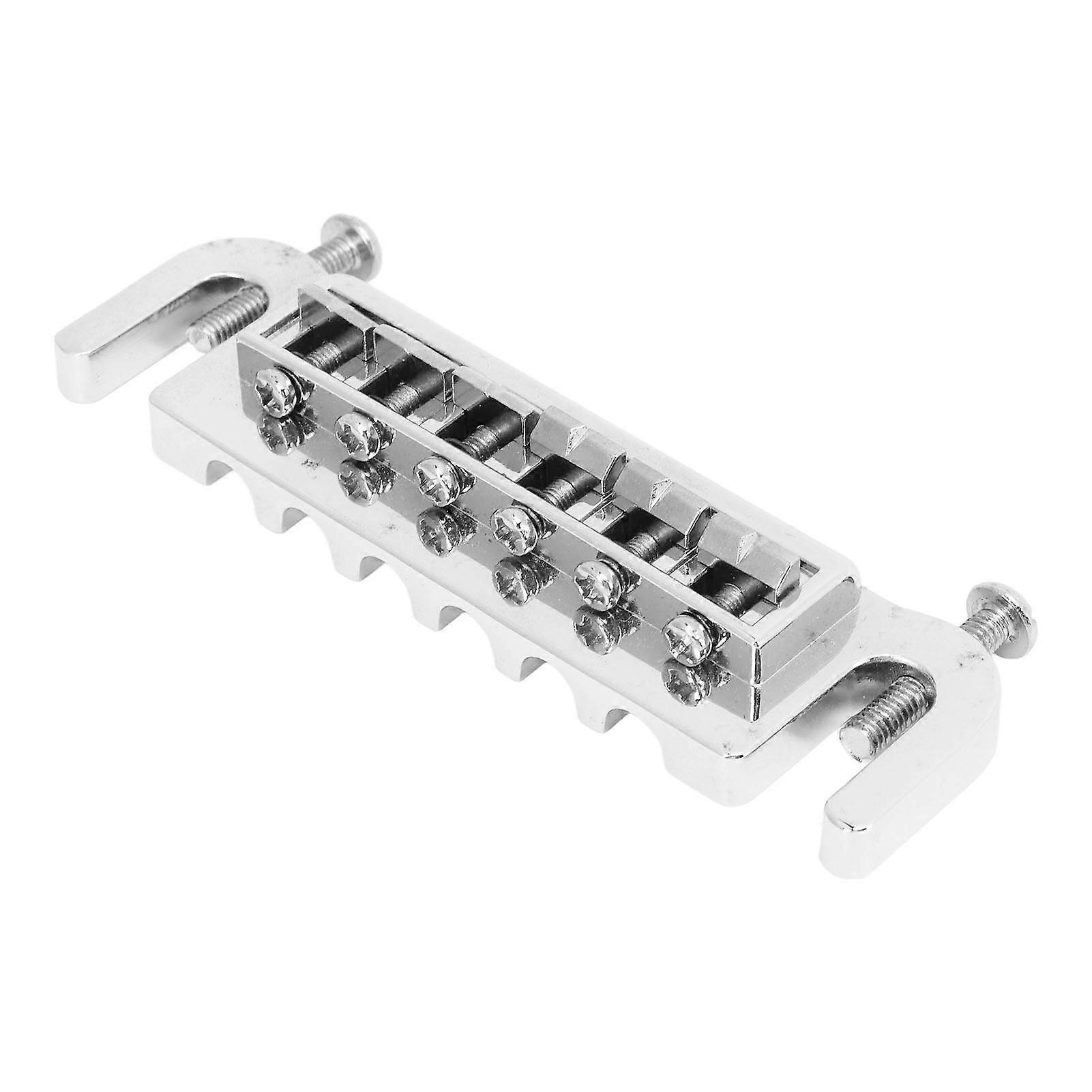 Guitar Roller Bridge String High Stability Sturdy Metal Silver Electric Guitar Roller Saddle Bridge 