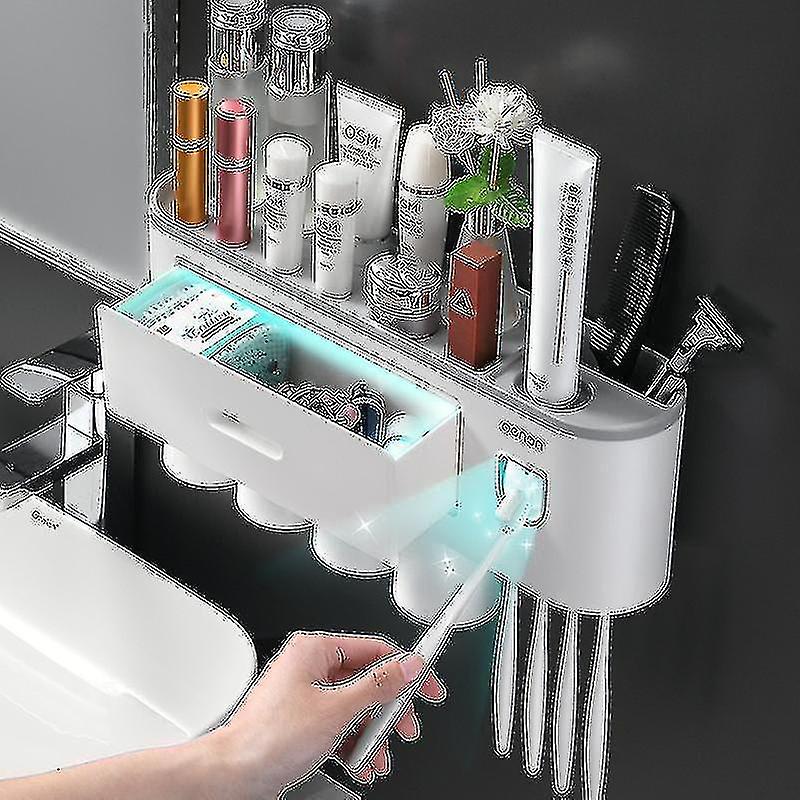 Inverted Magnetic Automatic Toothpaste Dispenser, Toothpaste Squeezer, Wall Storage Rack, Bathroom Accessories