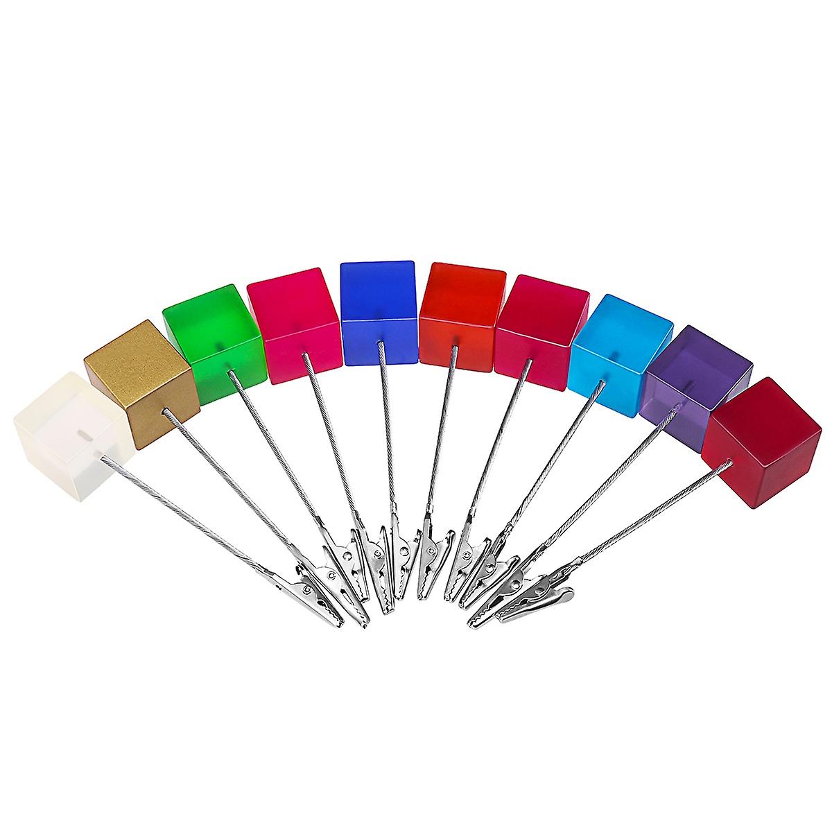 WINOMO 10pcs Cube Wire Resin Base Memo Photo Holder Paper Note Clip (Random Color)
