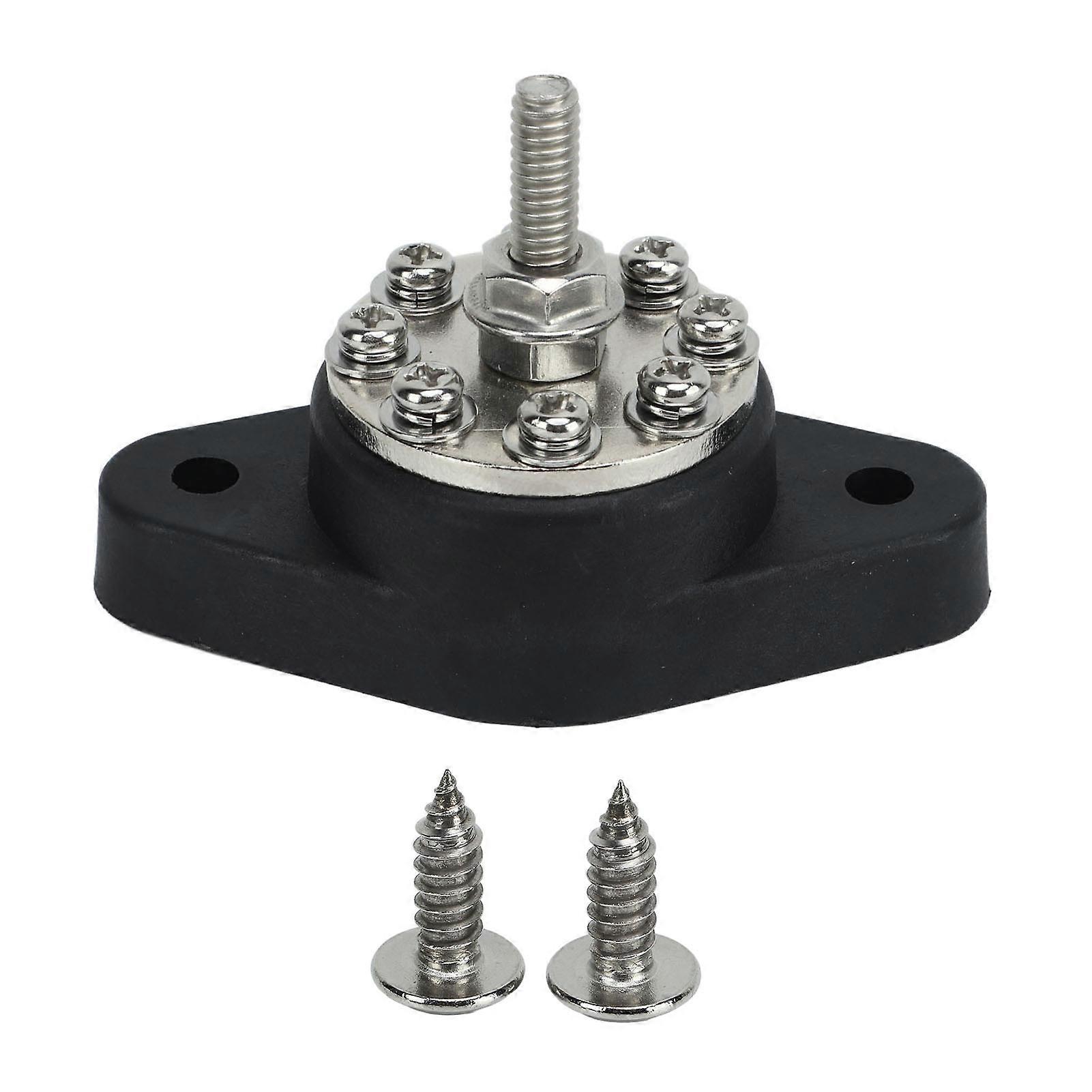 1/4in Black M6 Single Stud Power Distribution Terminal 12V 48V Battery Junction Post Bus Bar Block Stud for Cars RVs Ships Trucks