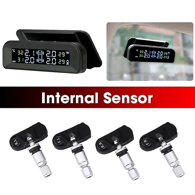 Jmcq Wireless Tpms Car Tire Pressure Alarm Monitor System Solar Power Charge Tire Gauge Real-time Display Attached To Glass