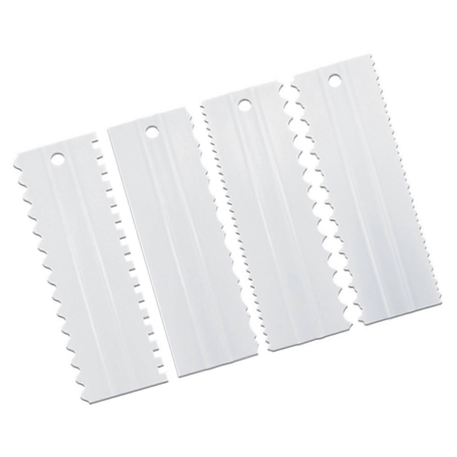 4pcs Sawtooth Cake Scraper Set 7.1oz PS Plastic Icing Smoother