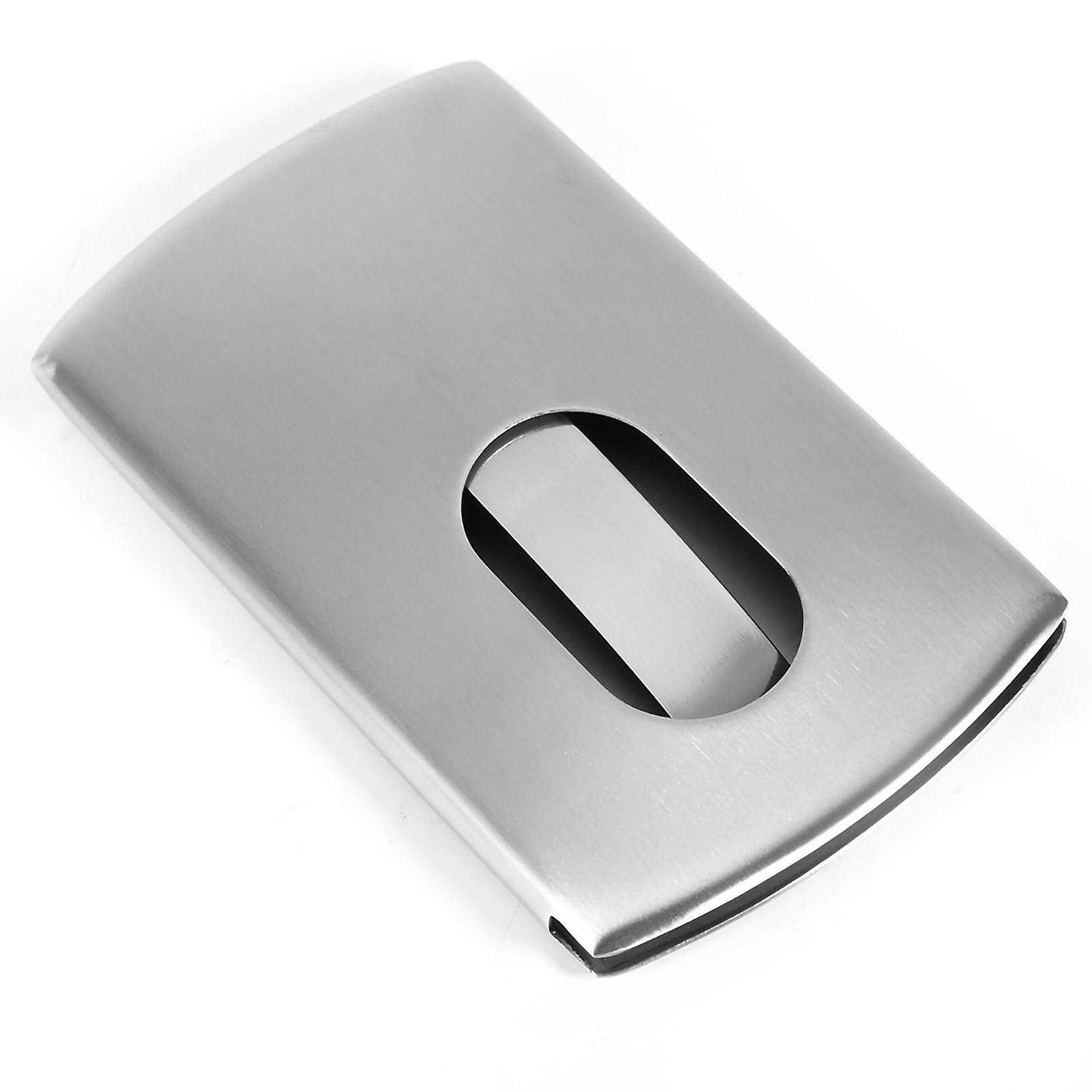 Portable Stainless Steel Business Card Holder Hand Push Business Card Storage Organizer