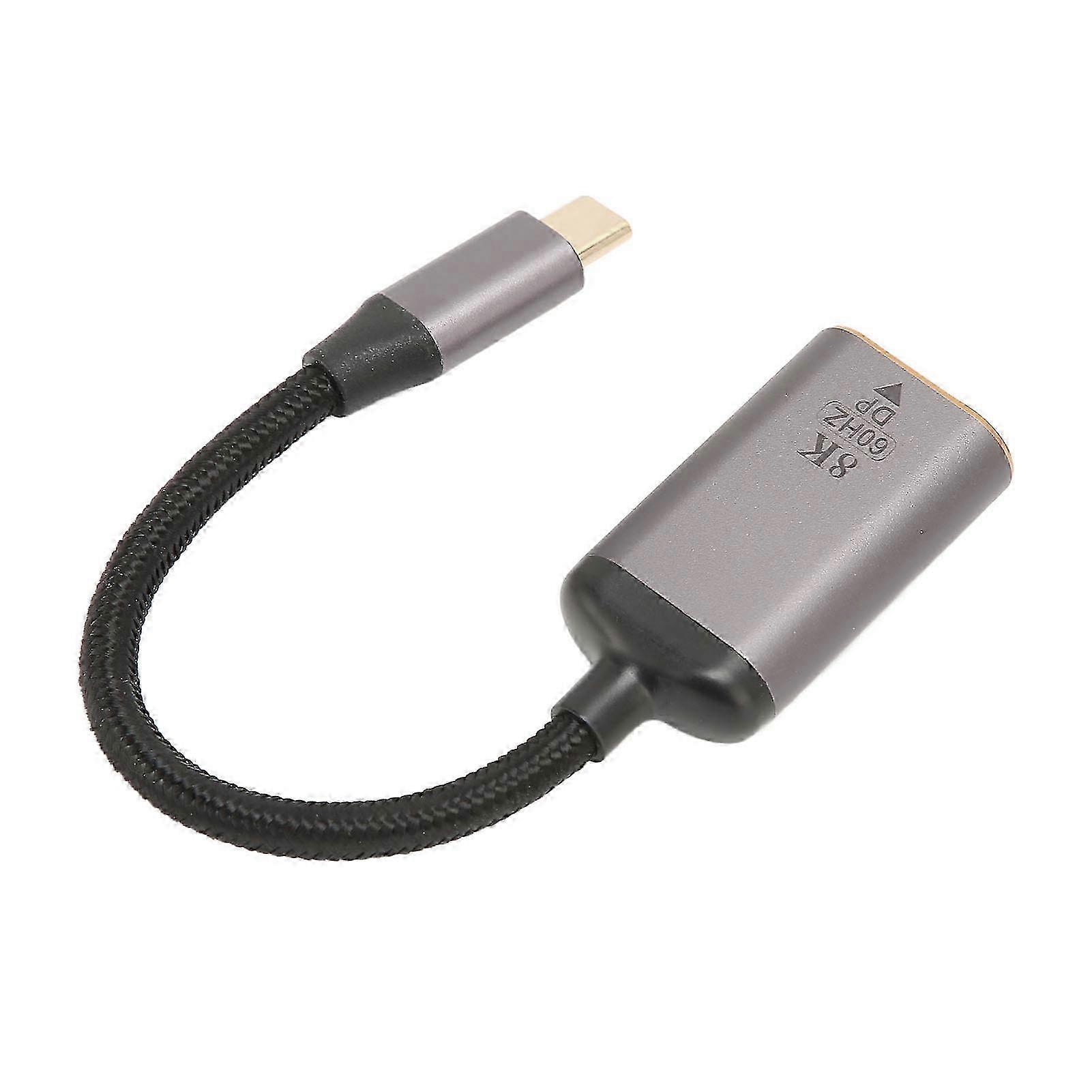 USB C to DisplayPort Adapter Aluminum Alloy USB C Male To DP Female 8K 30Hz 4K 144Hz HDR USB C to DP Converter 