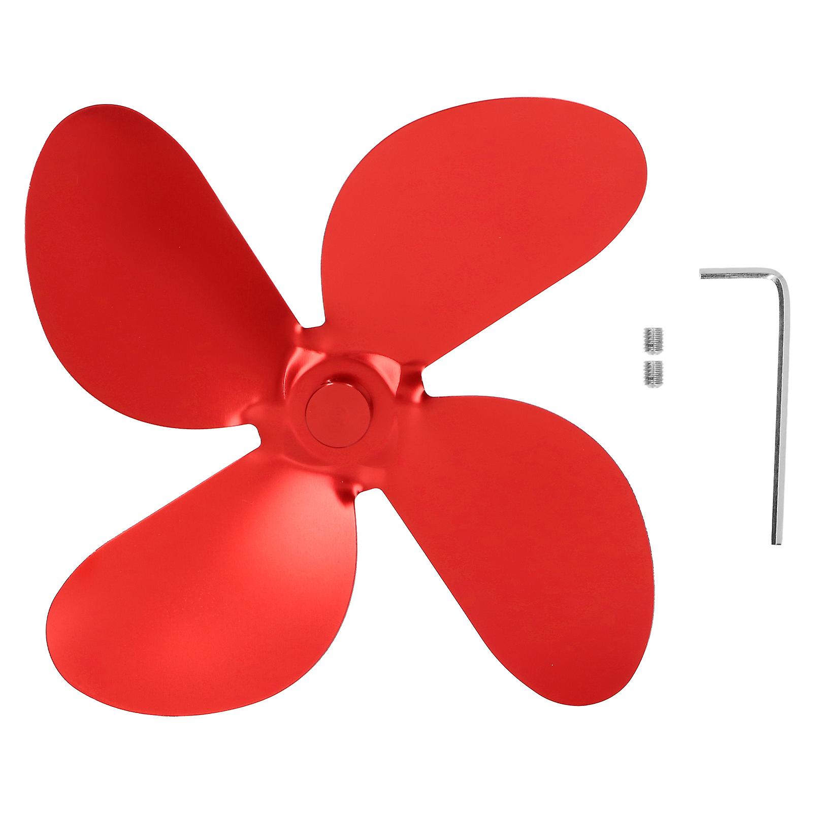 Pcs Aluminum Alloy Stove Fan Blade Kit with Hex Key and Screws Replacement Red