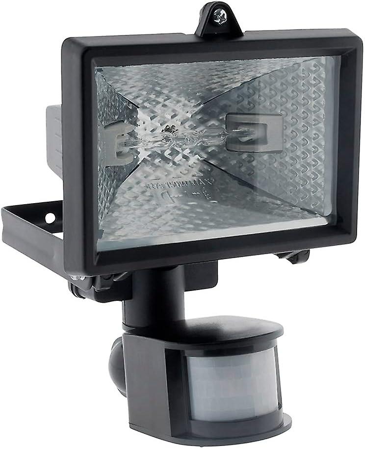 150W black halogen floodlight with sensor