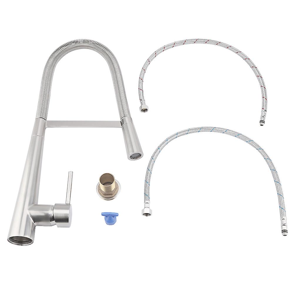 Brushed Nickel Kitchen Faucet, Single Hole Sink Mixer Tap with 3/8"C/9/16" Pull Down Spout, Water Saving, Durable, Easy Installation, Universal Fit