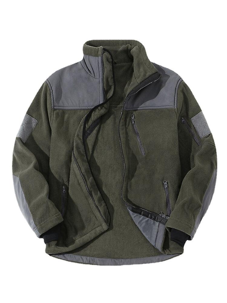 Men's Colorblock Drawstring Warm Long Sleeve Casual Coat With Front Zip Pocket