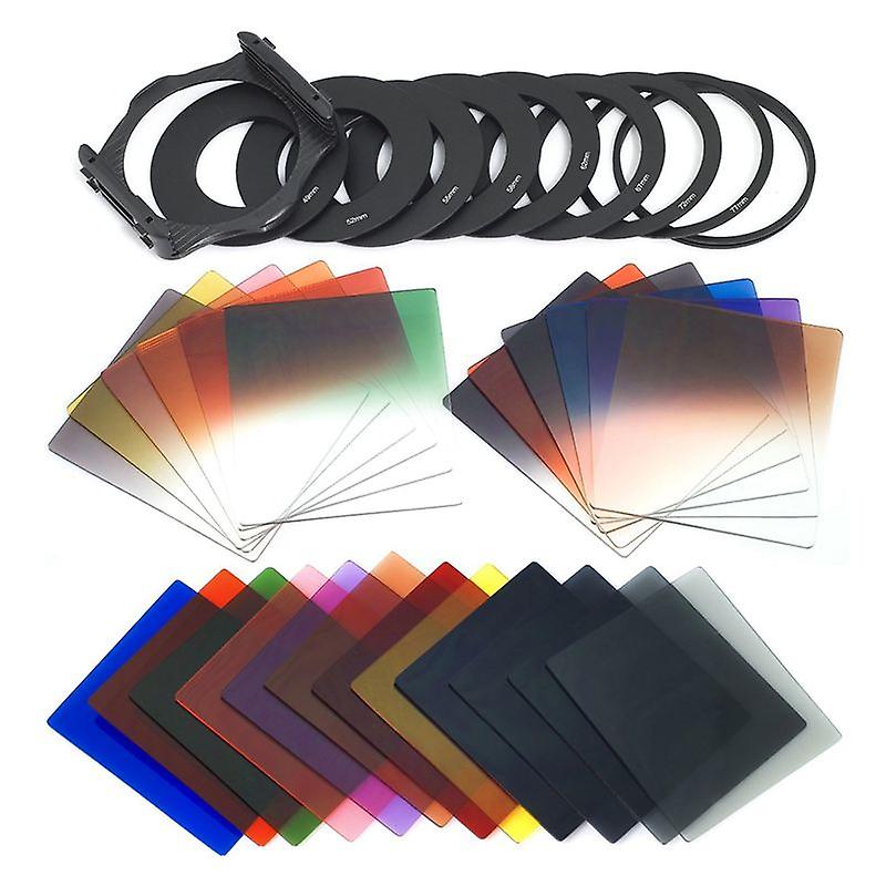 24Pcs Square Full + Graduated Filter Set + 9 Size Adapter Ring Filter Holder For Cokin P Series Lf78