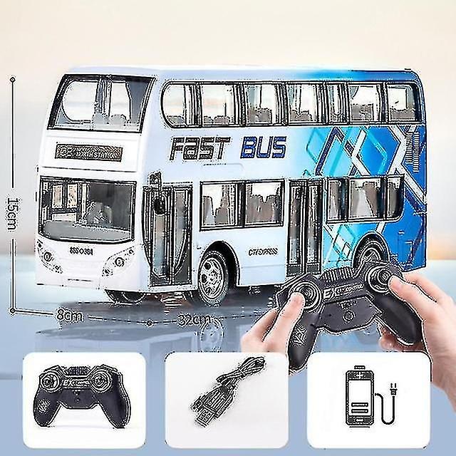 Jwl-Wireless remote control bus with light simulation electric large double-decker bus toy compatibl