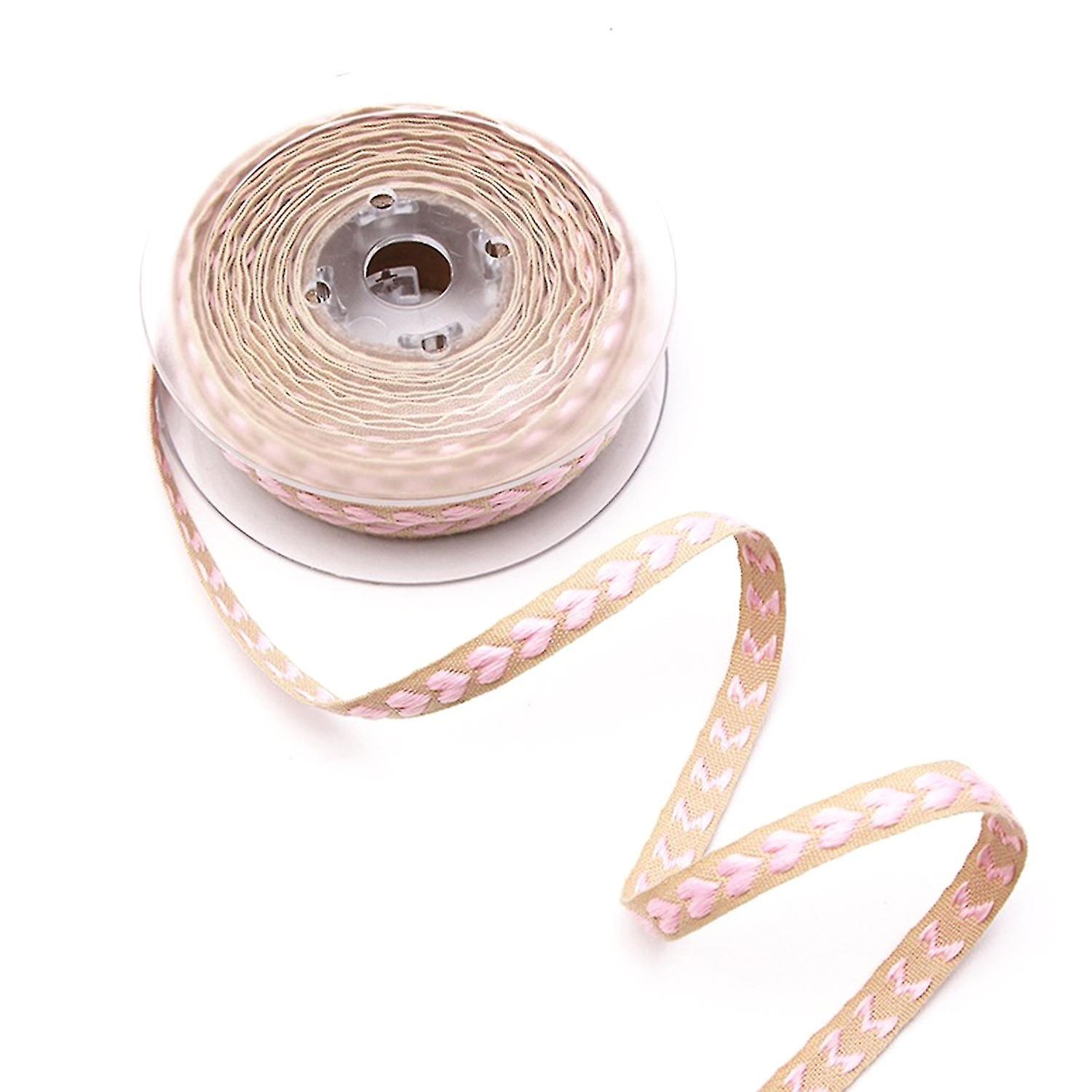 1 Roll Decorative Multi-use Ribbon Decor Polyester Romantic Heart Pattern Present Ribbon for Home