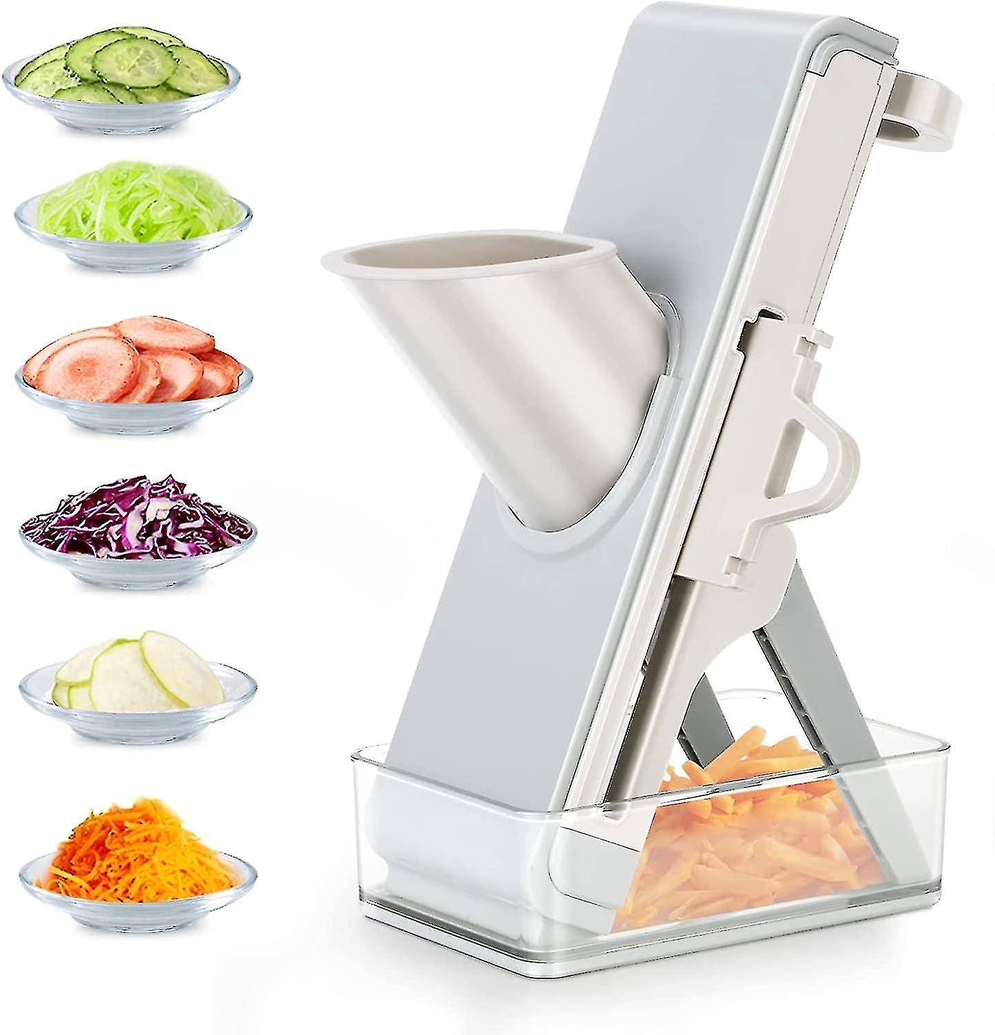 Kitchen Safe Mandolin Vegetable Slicer With Adjustable Blades With Container