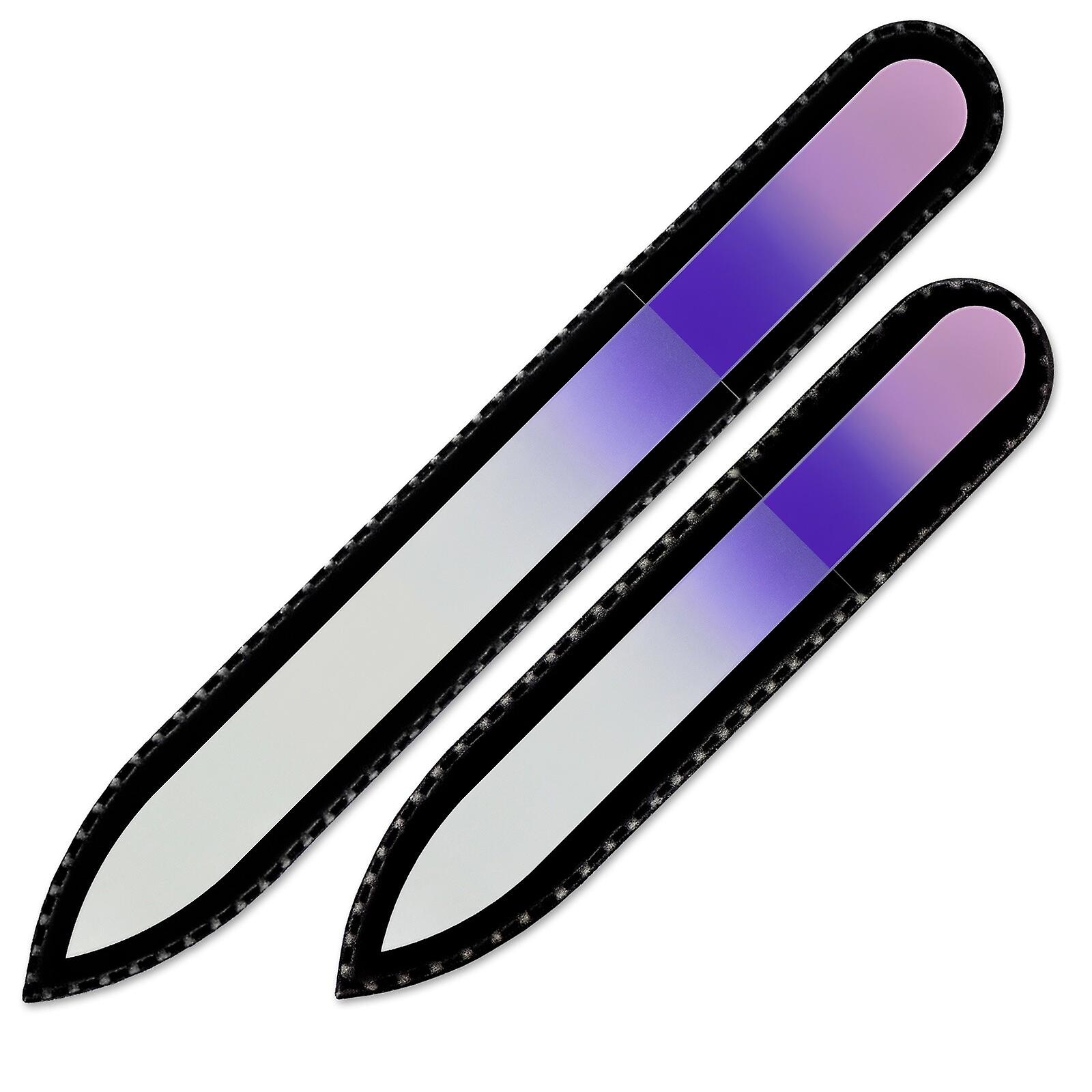 Set von 2 Regenbogen Kristall Nagelfeile, Hand aus tschechischen gehärtetem Glas R-MS1 - rosa lila